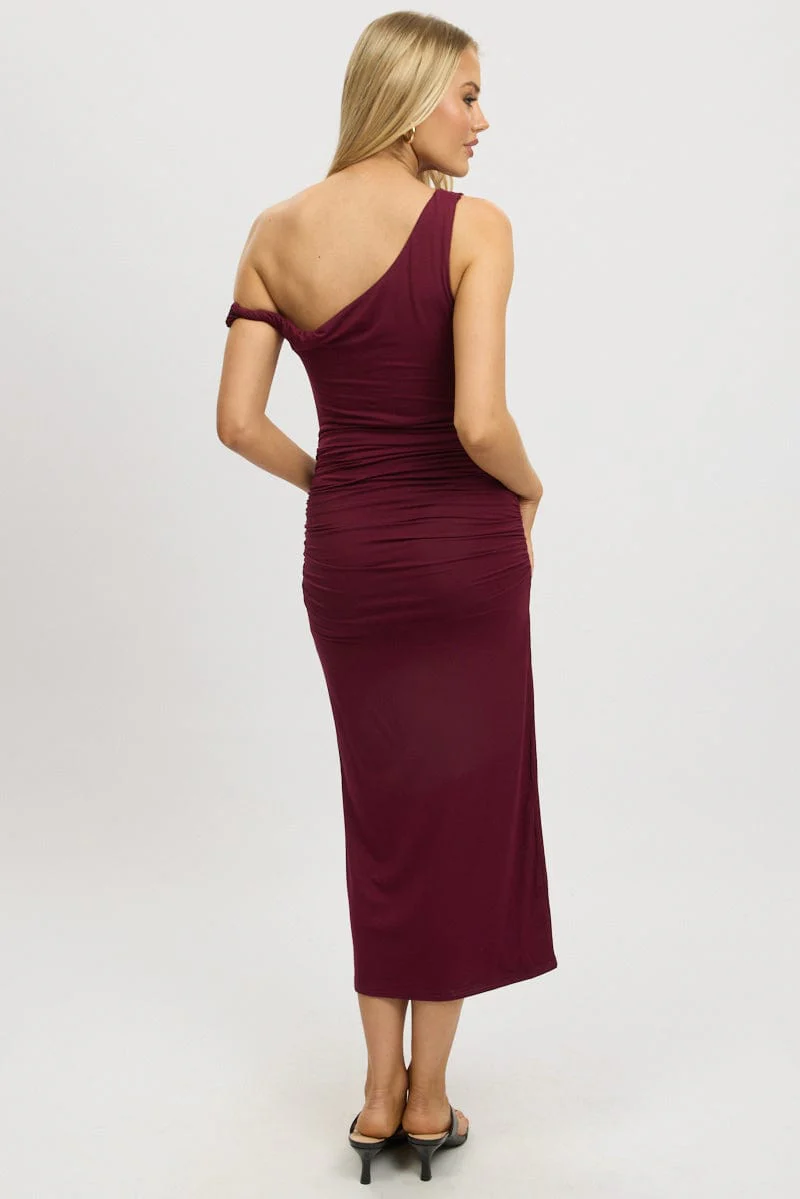 Red Bodycon Dress Twist Off Shoulder - Image 5