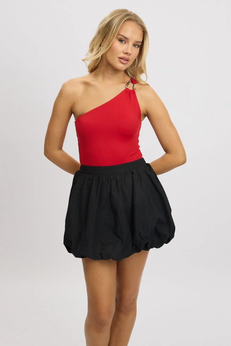 Red Bodysuit One Shoulder Supersoft - Image 3