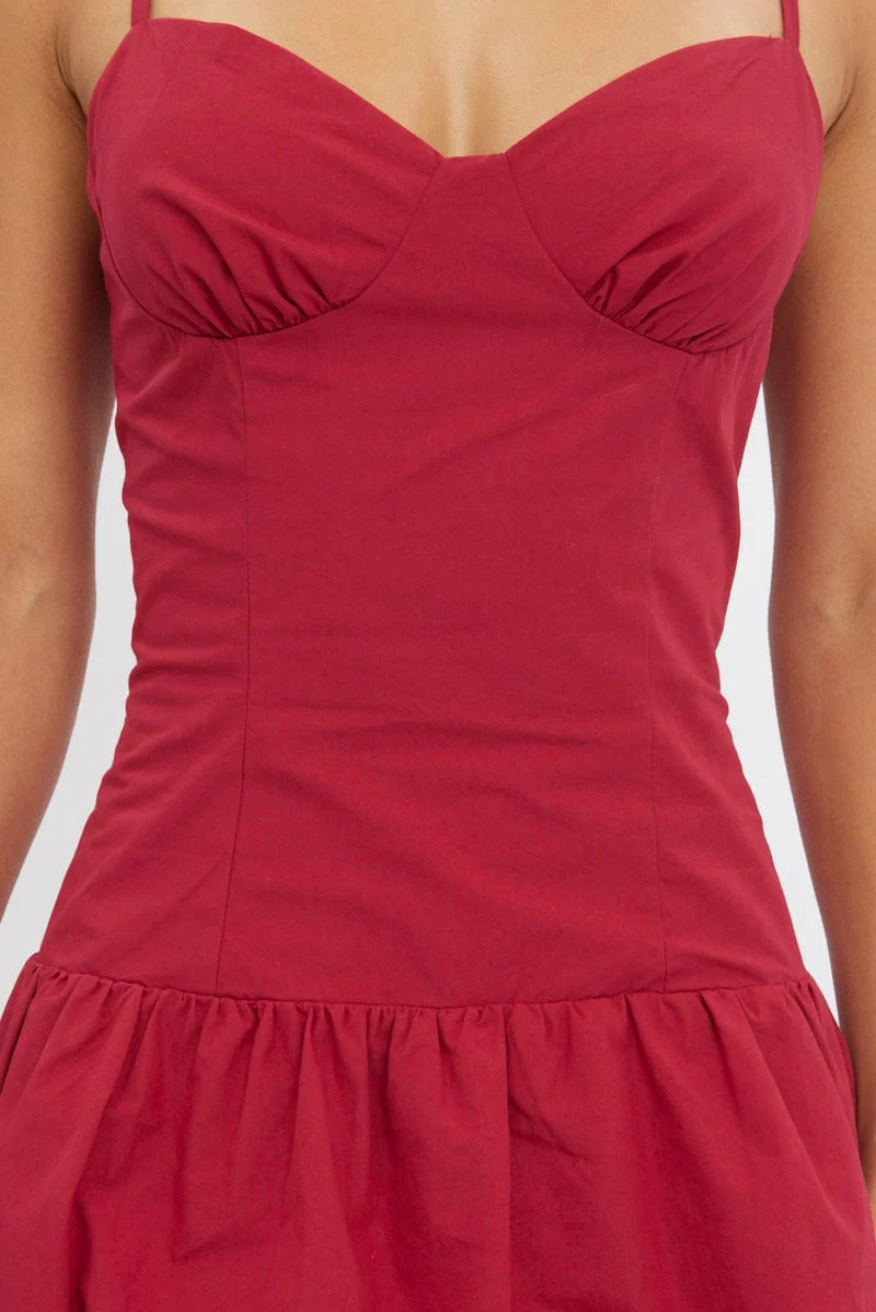 Red Bubble Dress Mini Strappy - Image 6