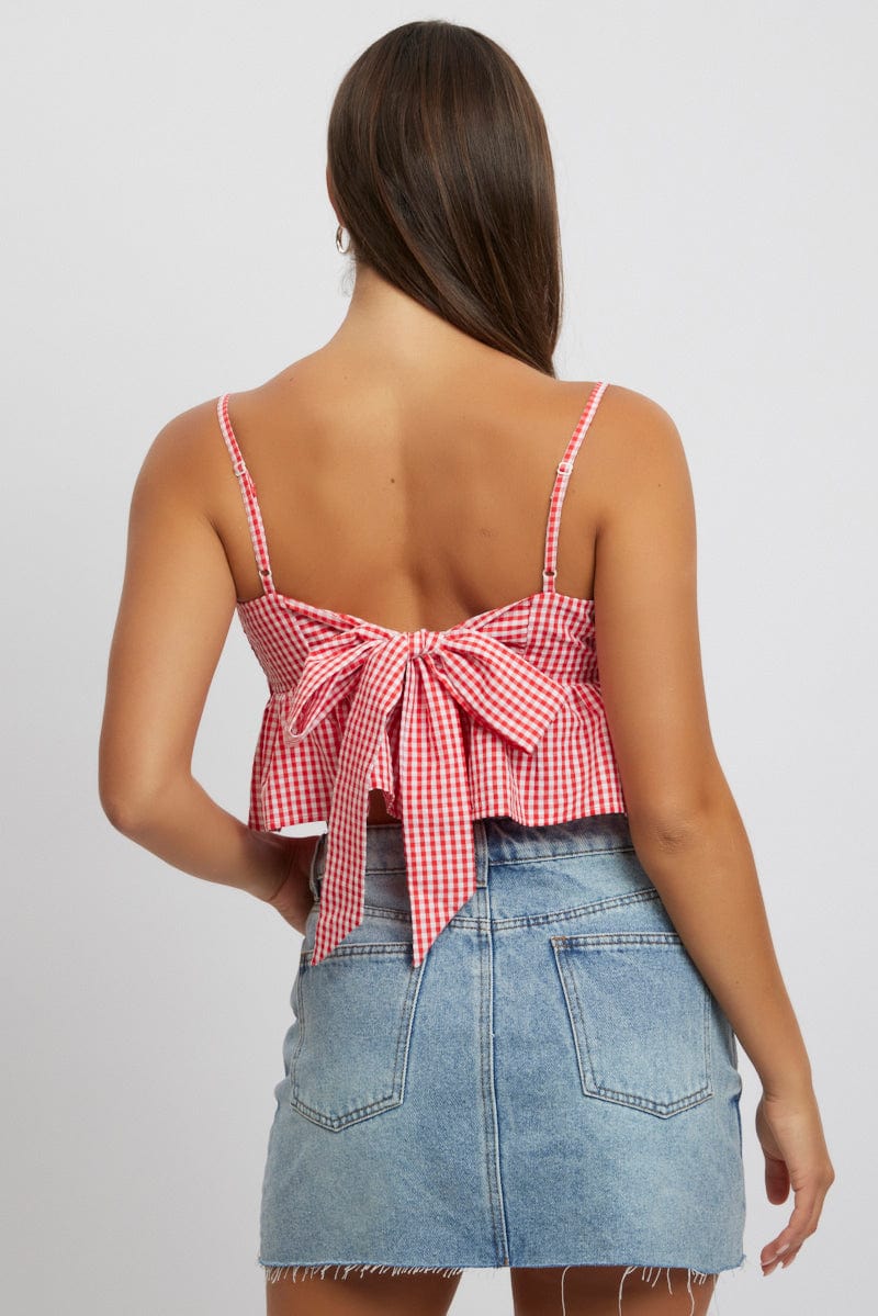 Red Check Cami Crop Top - Image 5