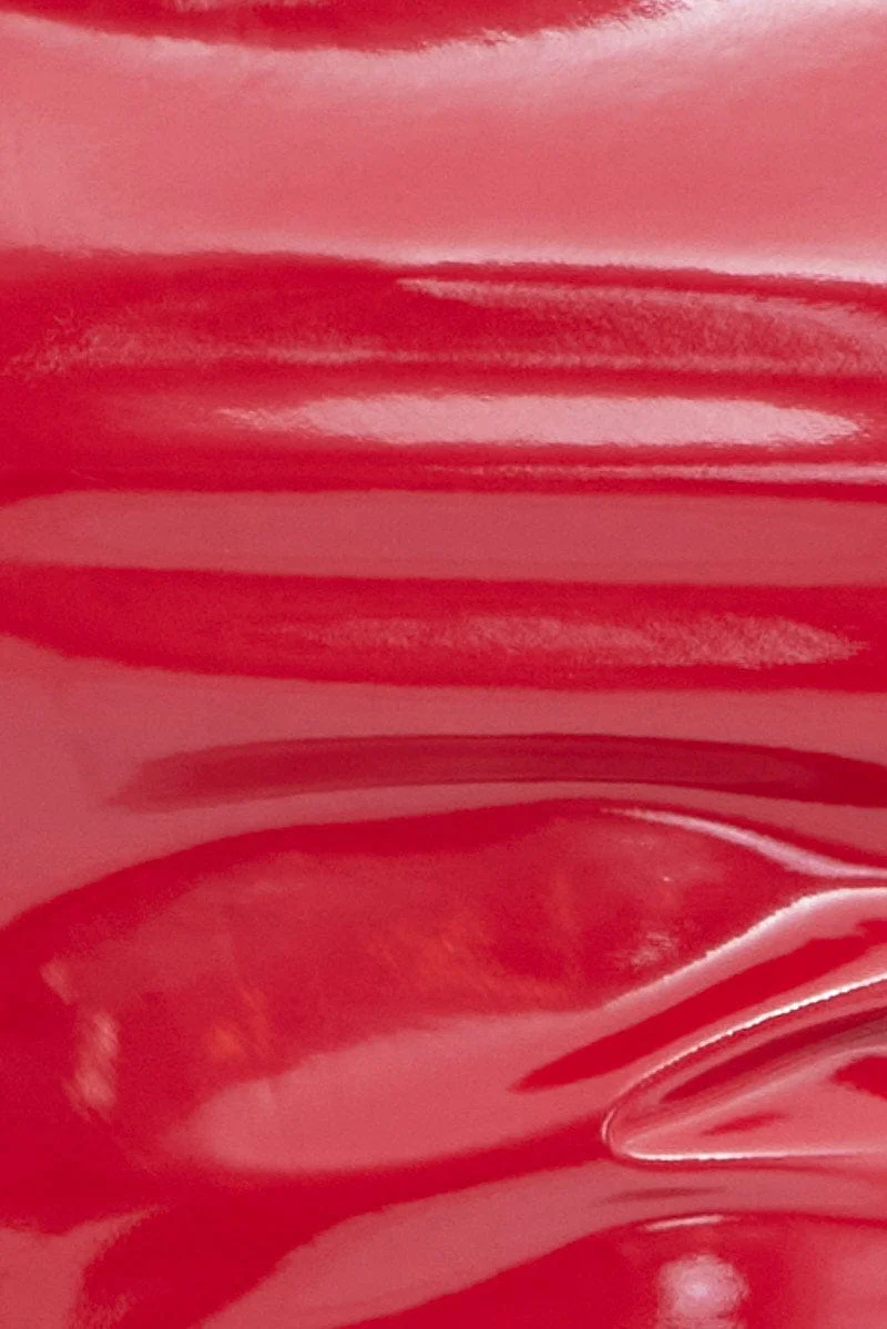 Red Corset Top Sleeveless Strapless Bandeau PU Patent - Image 6