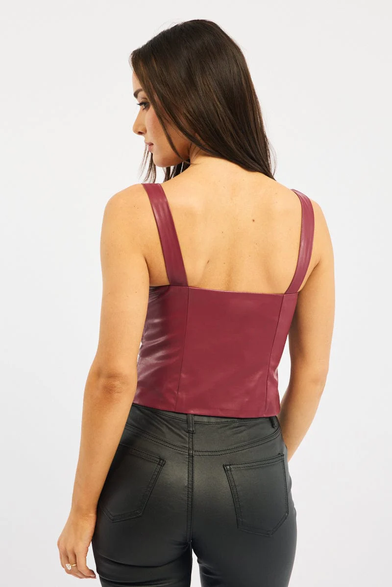 Red Faux Leather Vest - Image 4