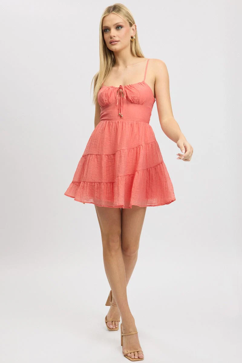 Red Fit And Flare Dress Mini Tiered - Image 2