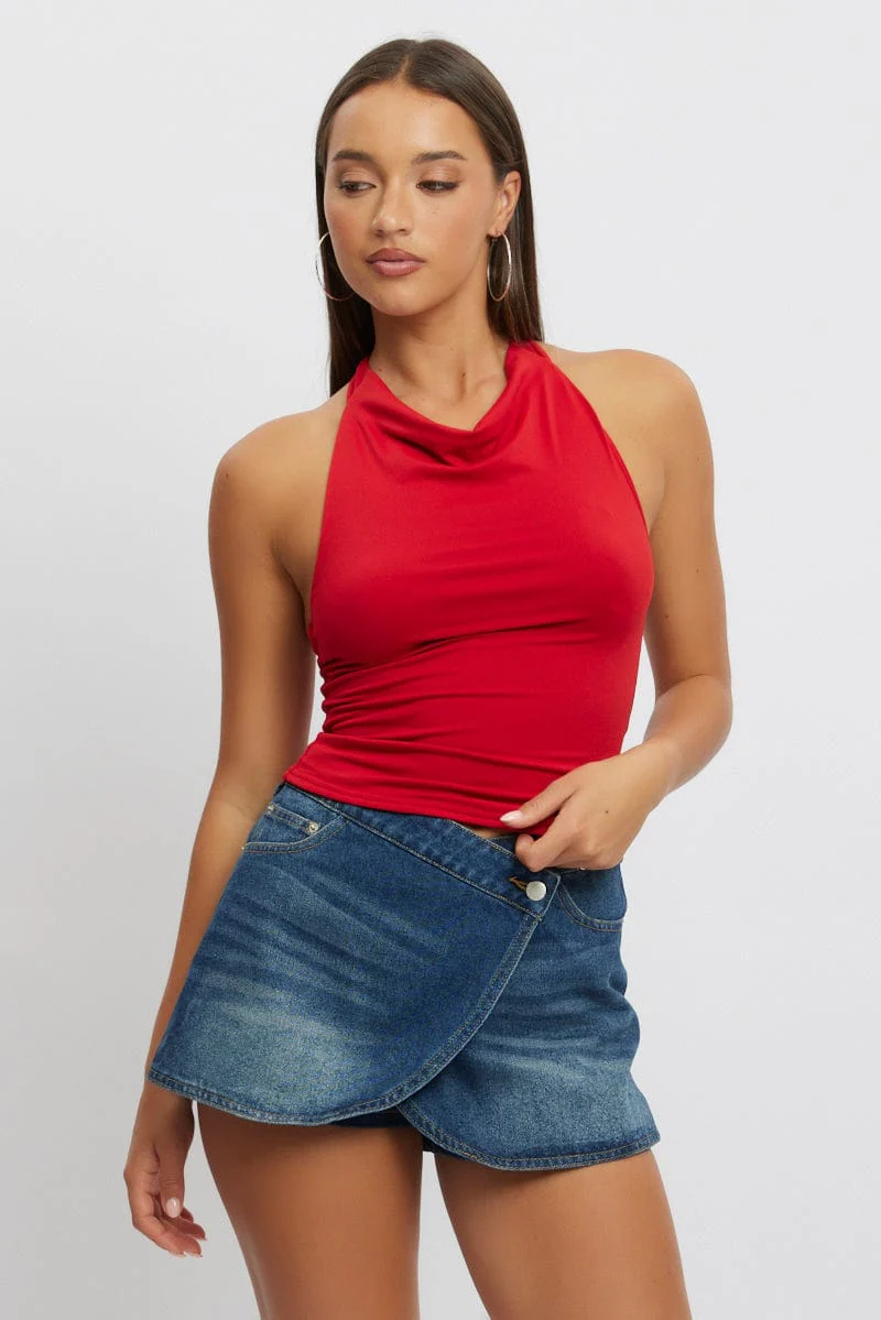 Red Halter Neck Top Supersoft - Image 2