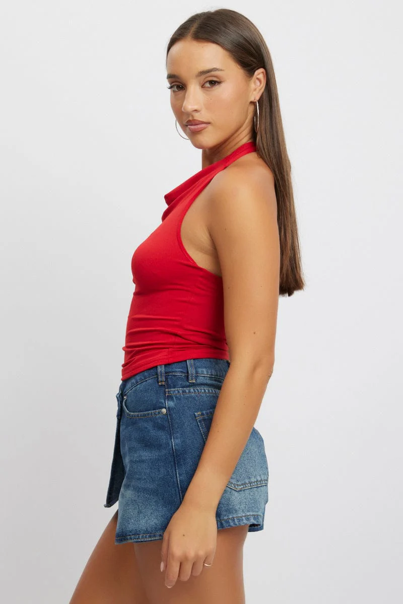 Red Halter Neck Top Supersoft - Image 4