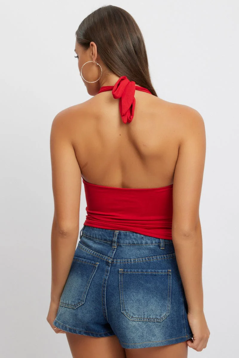 Red Halter Neck Top Supersoft - Image 5