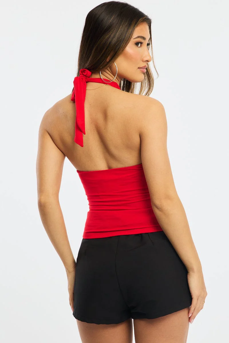 Red Halter Neck Top Supersoft - Image 4