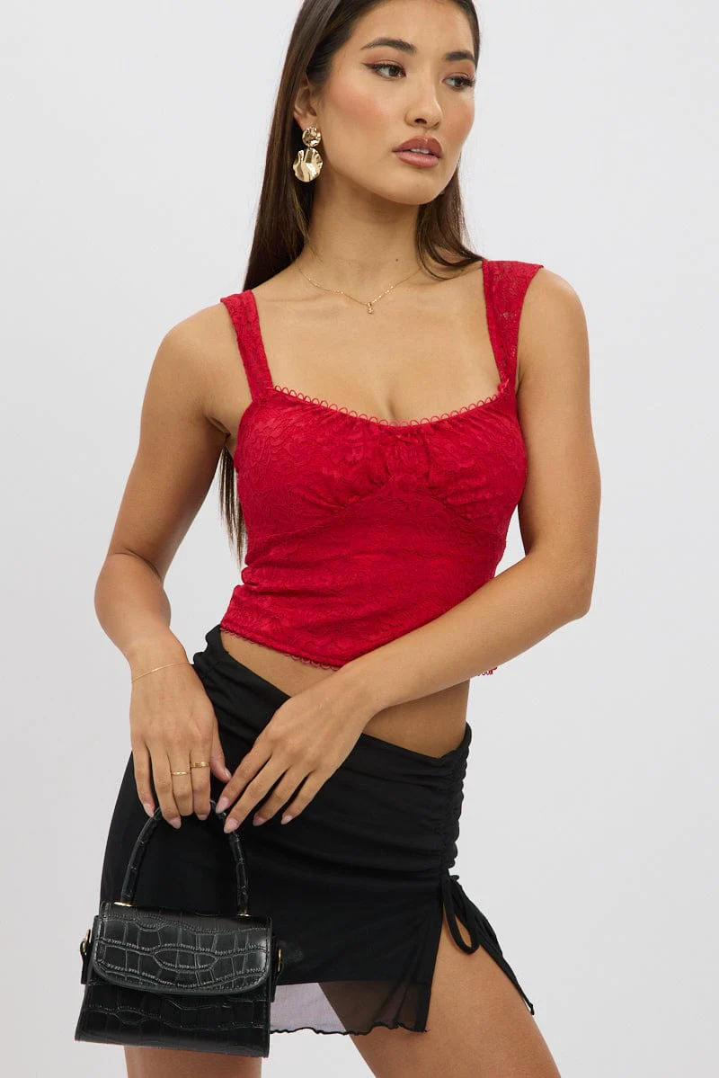 Red Lace Top Sleeveless - Image 2