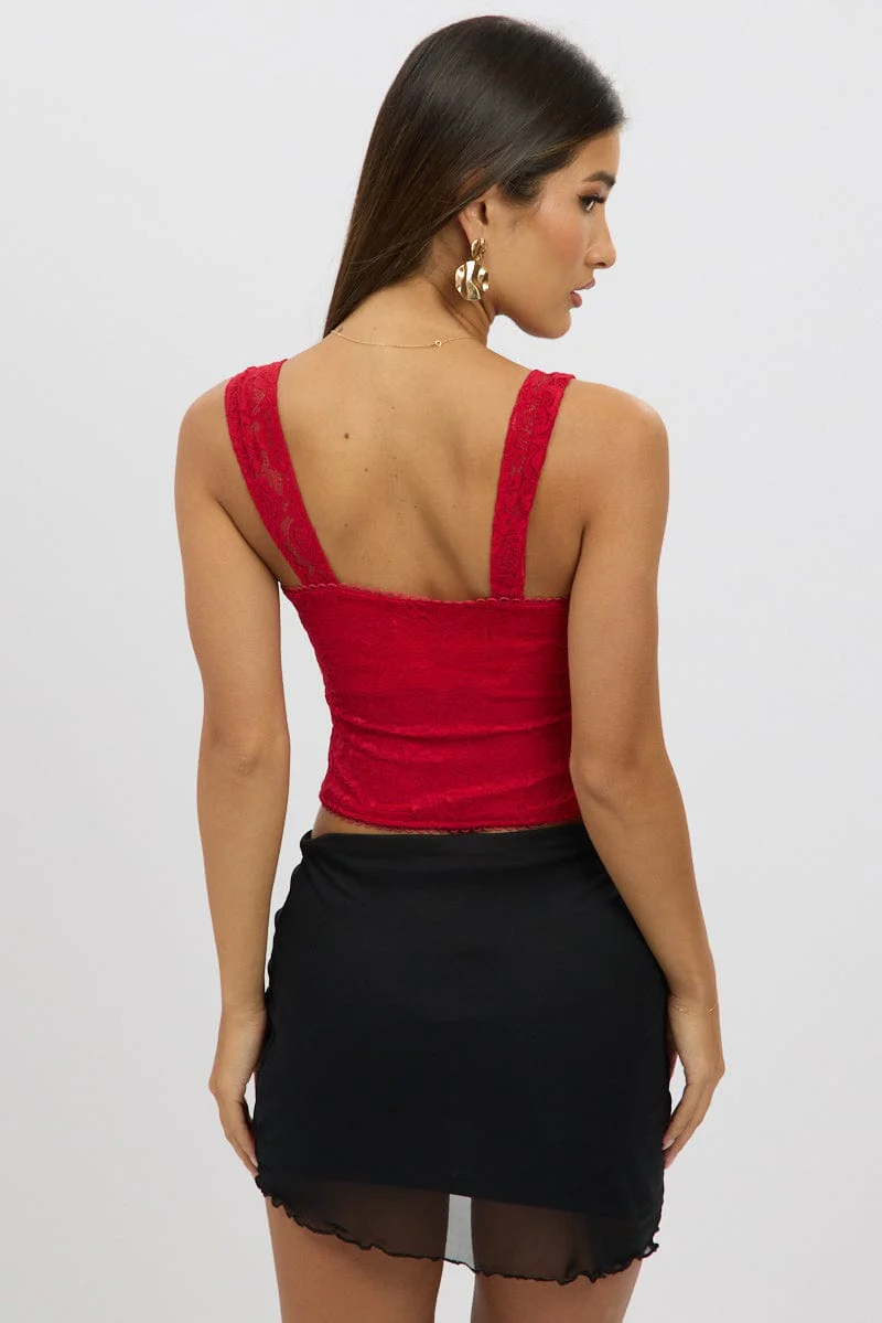 Red Lace Top Sleeveless - Image 5