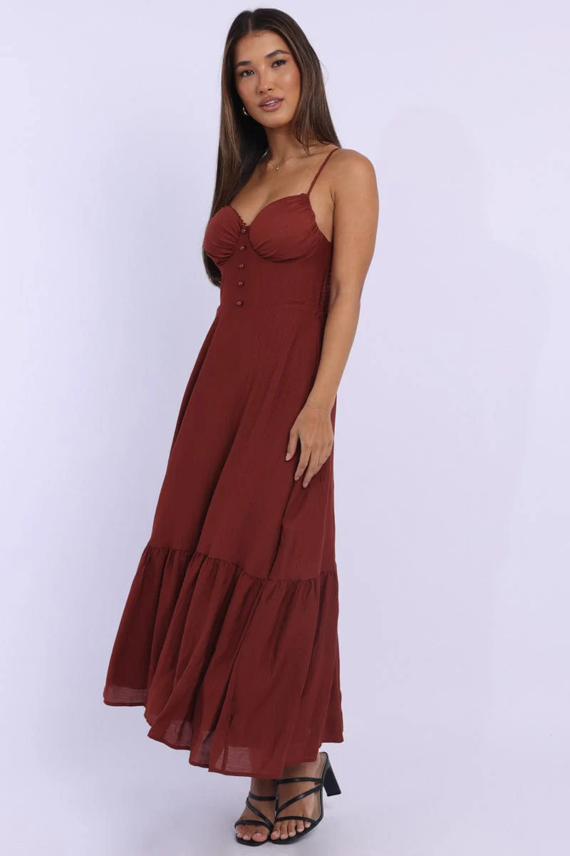 Red Maxi Dress Tiered - Image 2