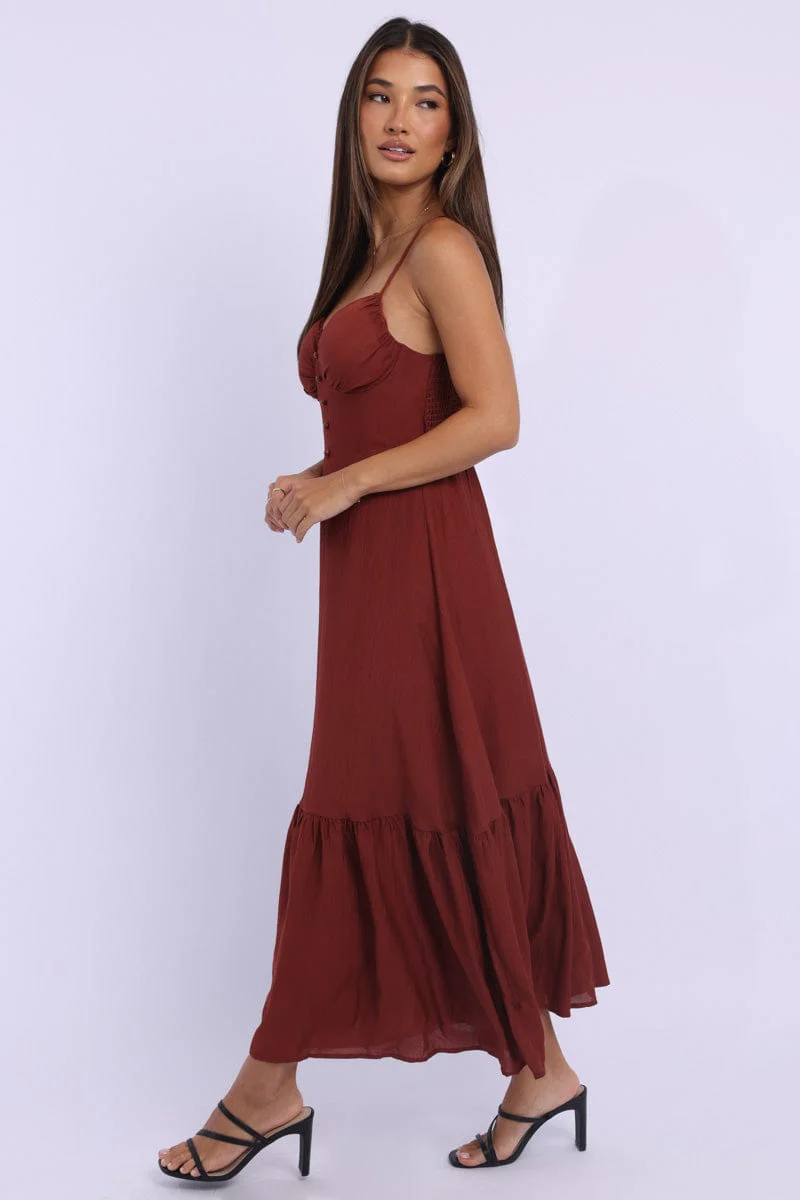 Red Maxi Dress Tiered - Image 3