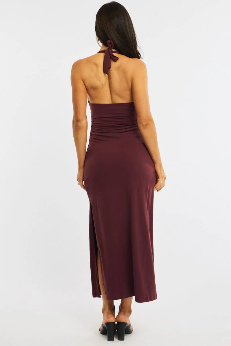 Red Midi Dress Halter Neck - Image 5