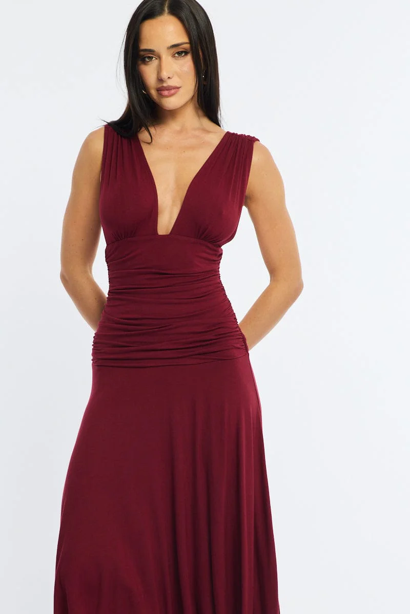Red Midi Dress Hanky Hem - Image 2