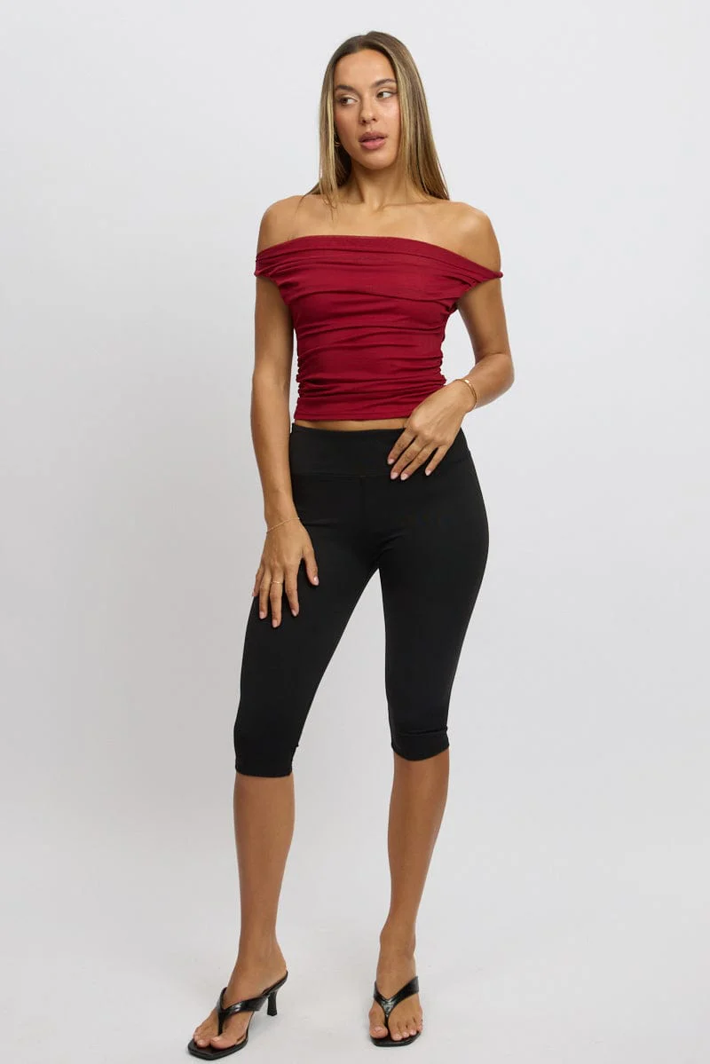 Red Off Shoulder Top Mesh - Image 2