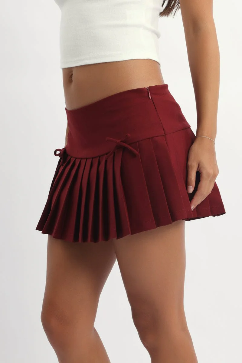 Red Pleated Skort Skirt - Image 3