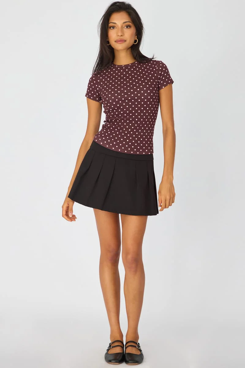 Red Polka Dot T-shirt Short Sleeve Crew Neck - Image 2