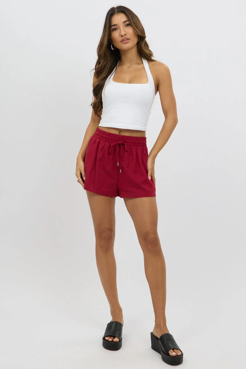 Red Shorts Elasticated Waist - Image 3