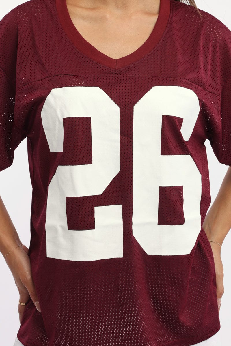 Red Sport Tee Short Sleeve V Neck - Image 5