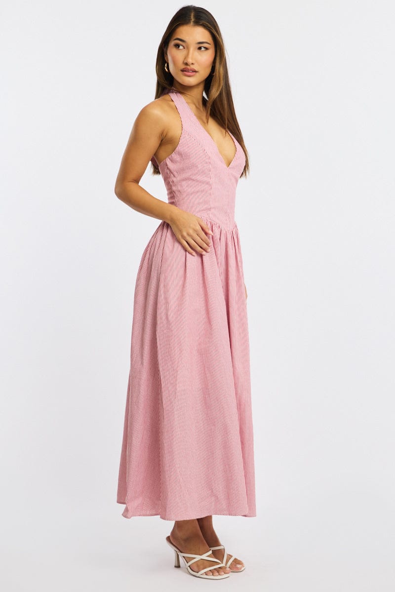 Red Stripe Halter Neck Dress - Image 4