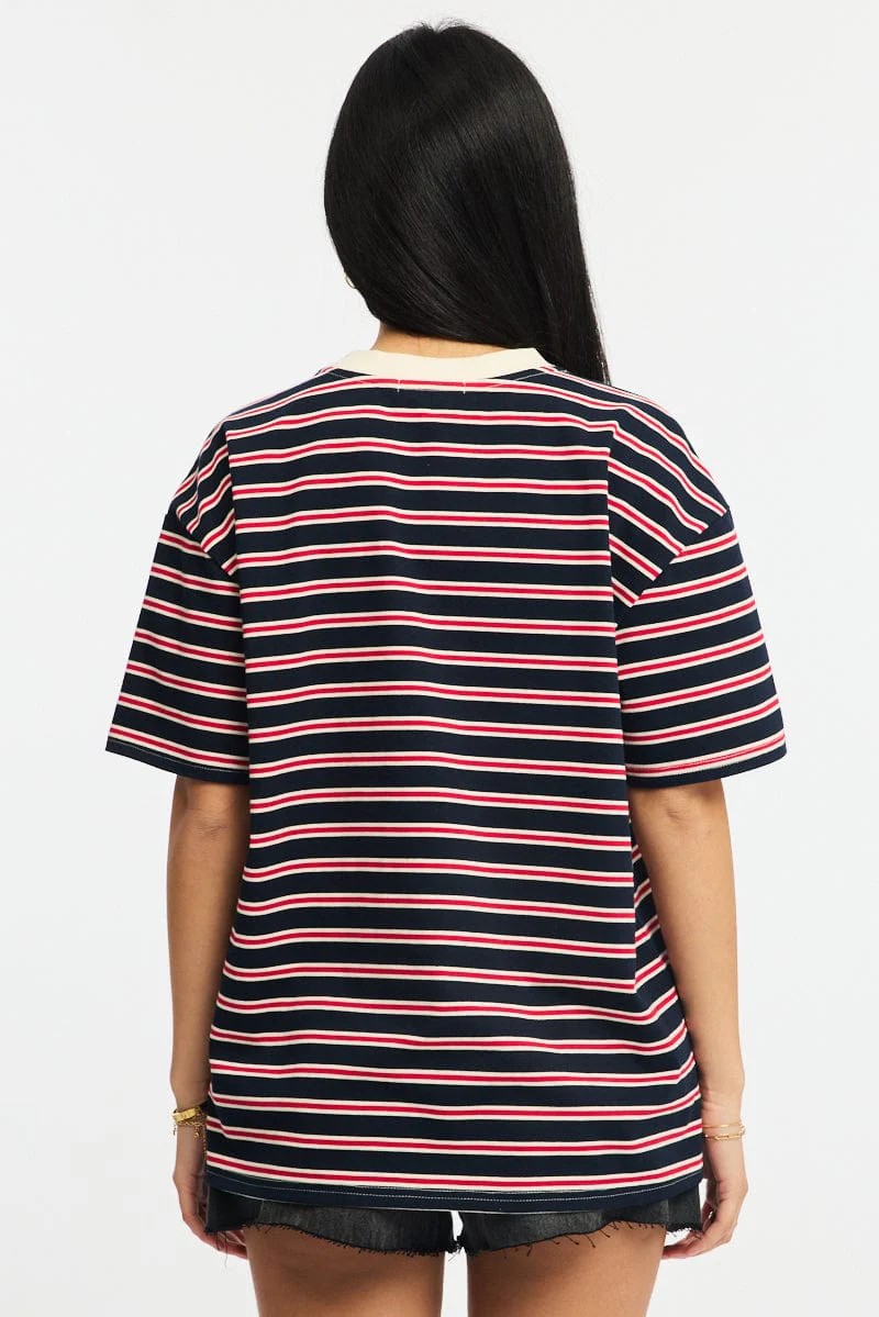 Red Stripe Oversized Tee Short Sleeve - Image 4