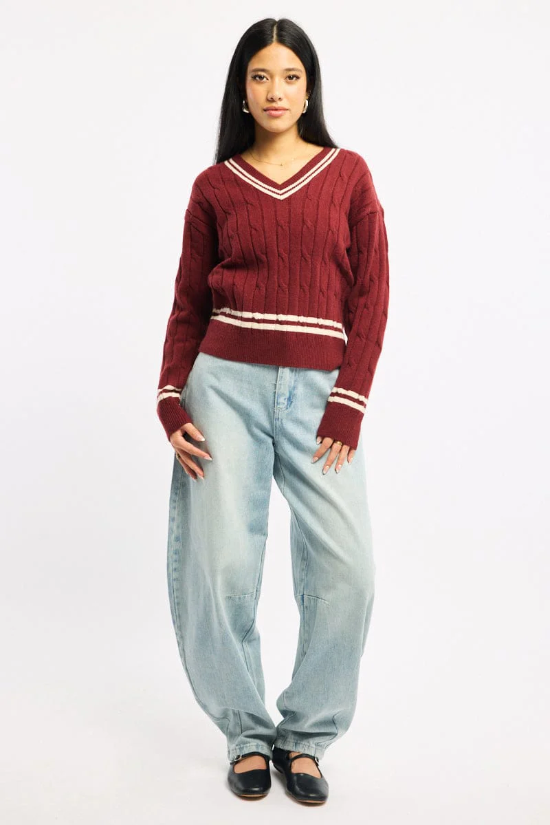 Red Stripped Cable Knit - Image 2