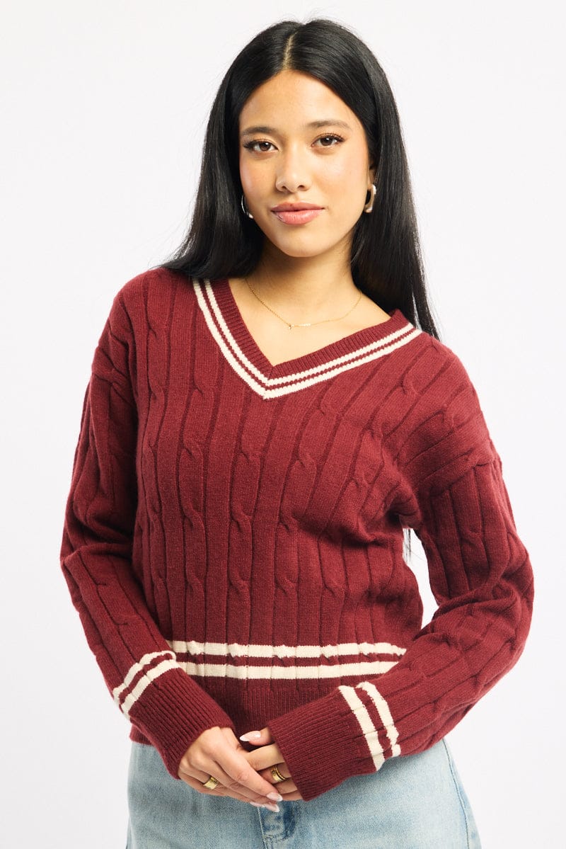 Red Stripped Cable Knit - Image 3