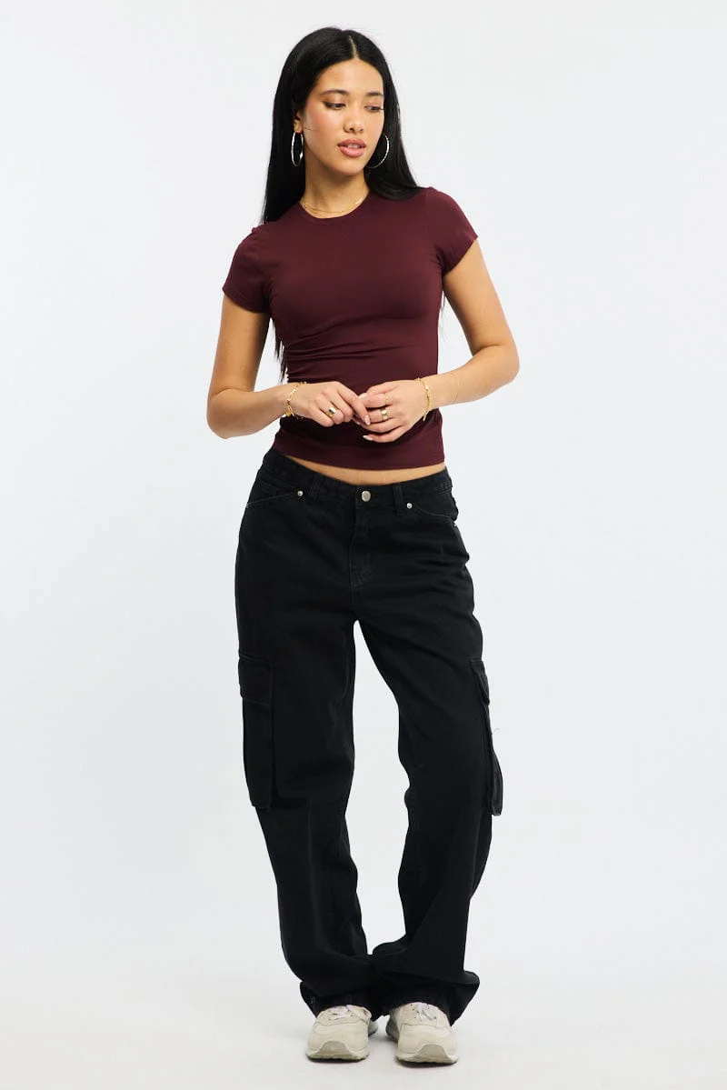 Red T-Shirt Short Sleeve Crew Neck Long Line - Image 2