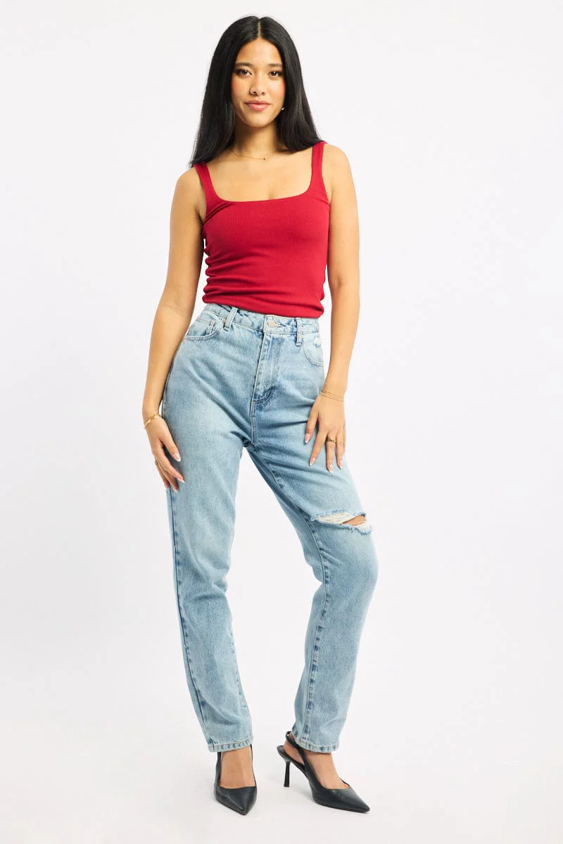 Red Tank Top Double Layered Rib - Image 2