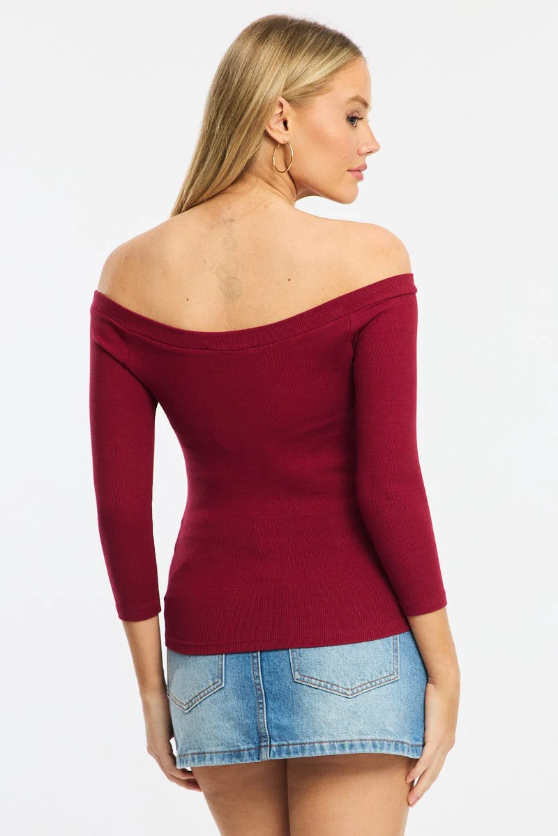 Red Top 3/4 Sleeve - Image 4