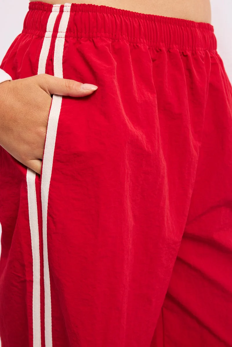 Red Track Pants Side Stripe - Image 6