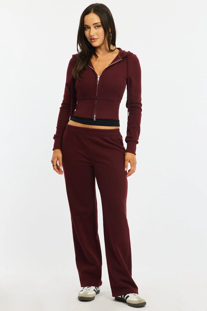 Red Track Pants Wide Leg - Image 3