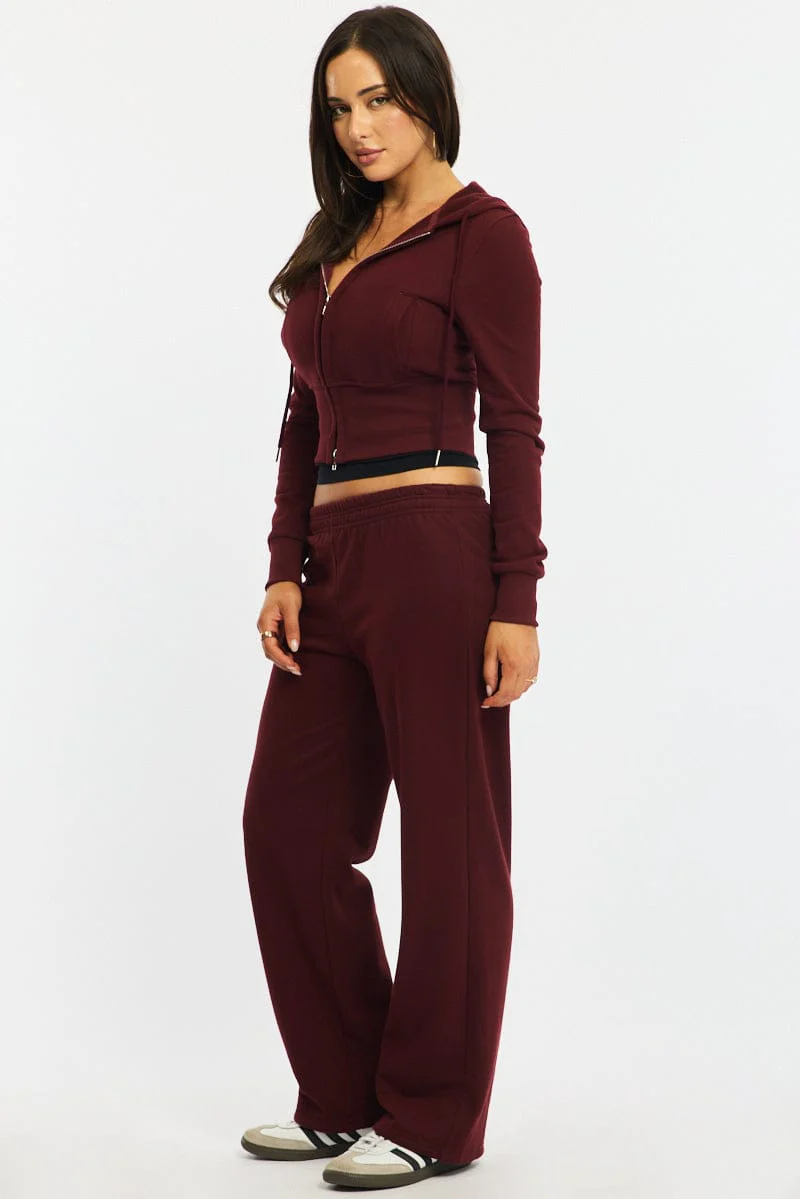 Red Track Pants Wide Leg - Image 4