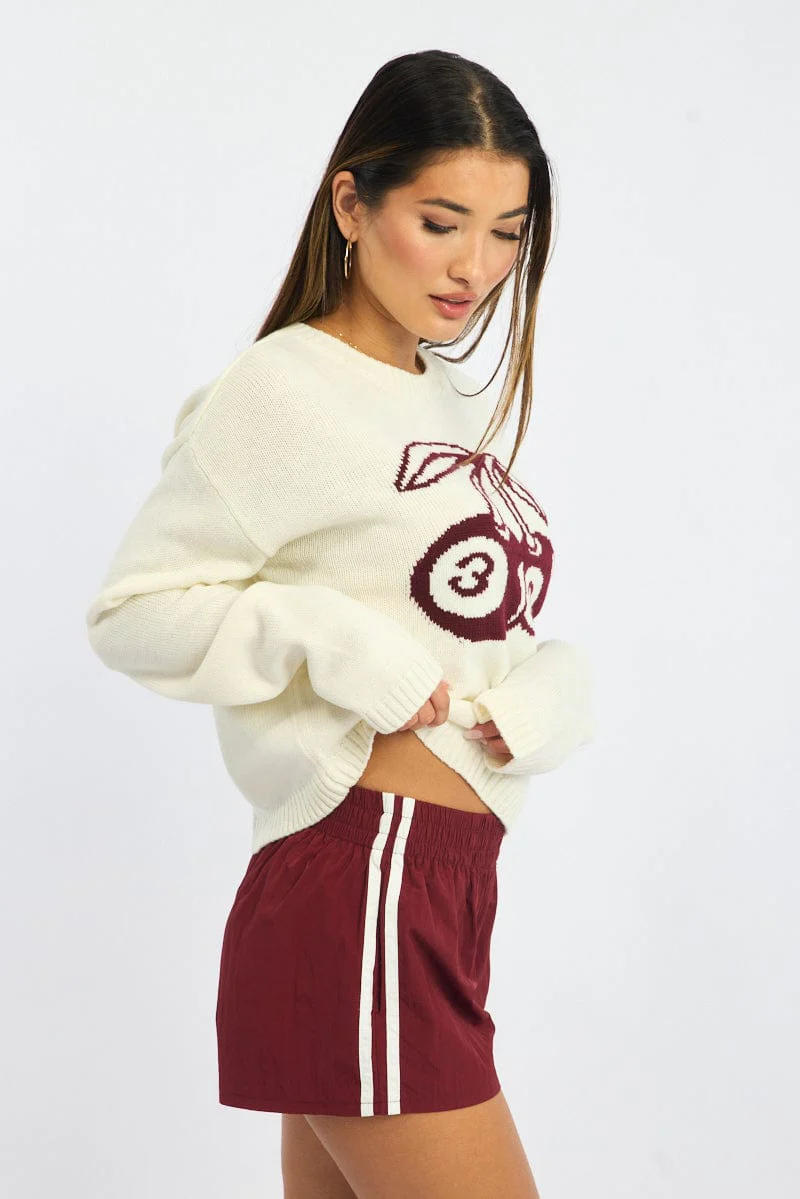 Red Track Shorts Mid Rise - Image 3
