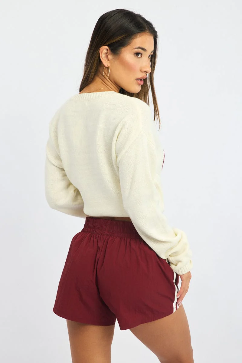 Red Track Shorts Mid Rise - Image 5
