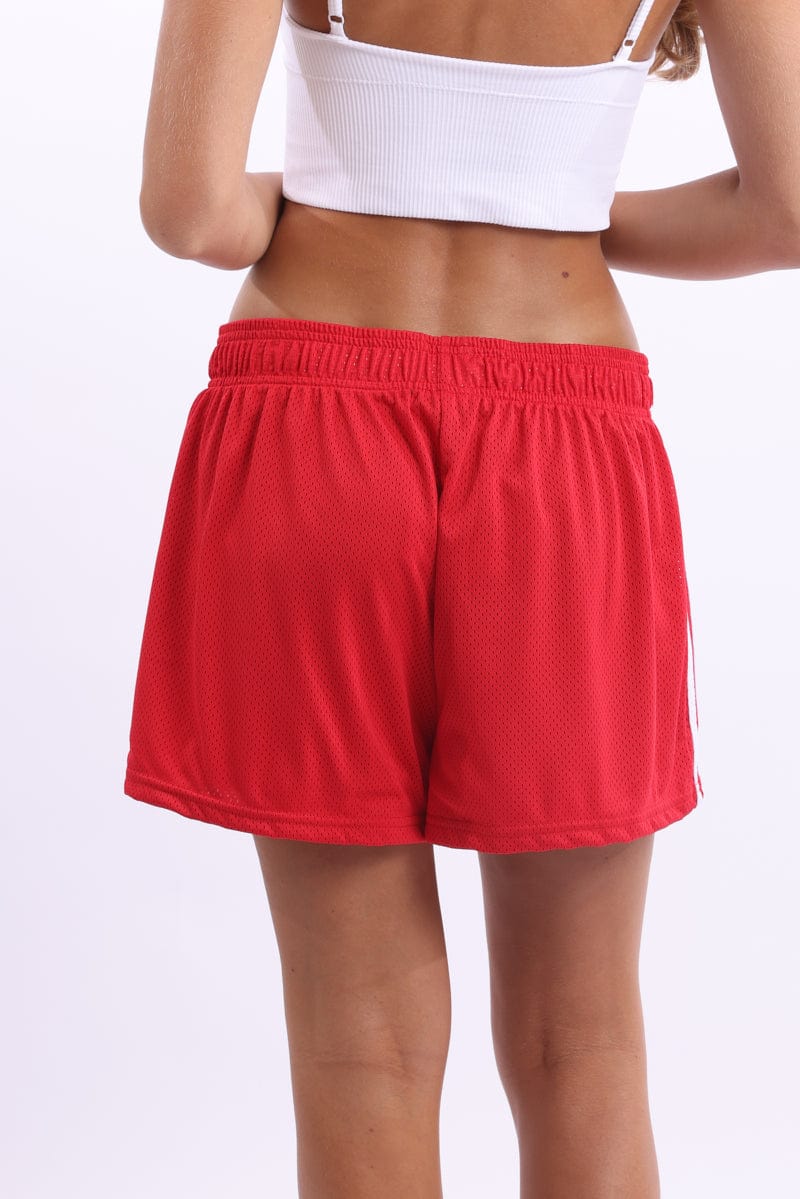 Red Track Shorts Side Stripe - Image 4