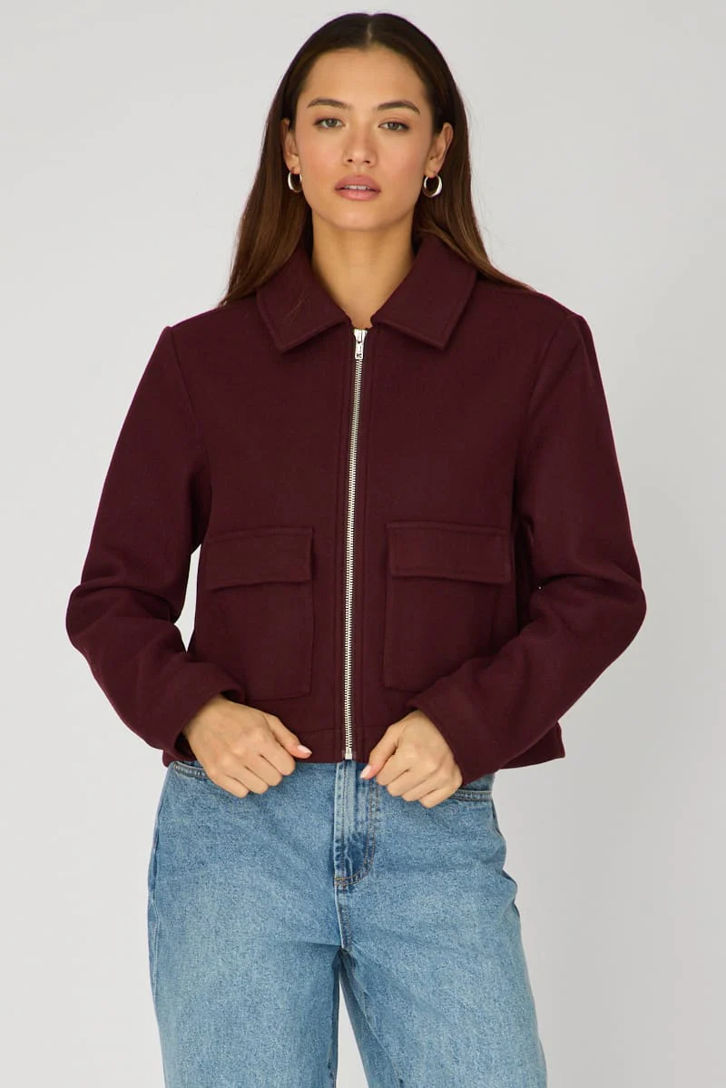 Red Zip Front Jacket - Image 2