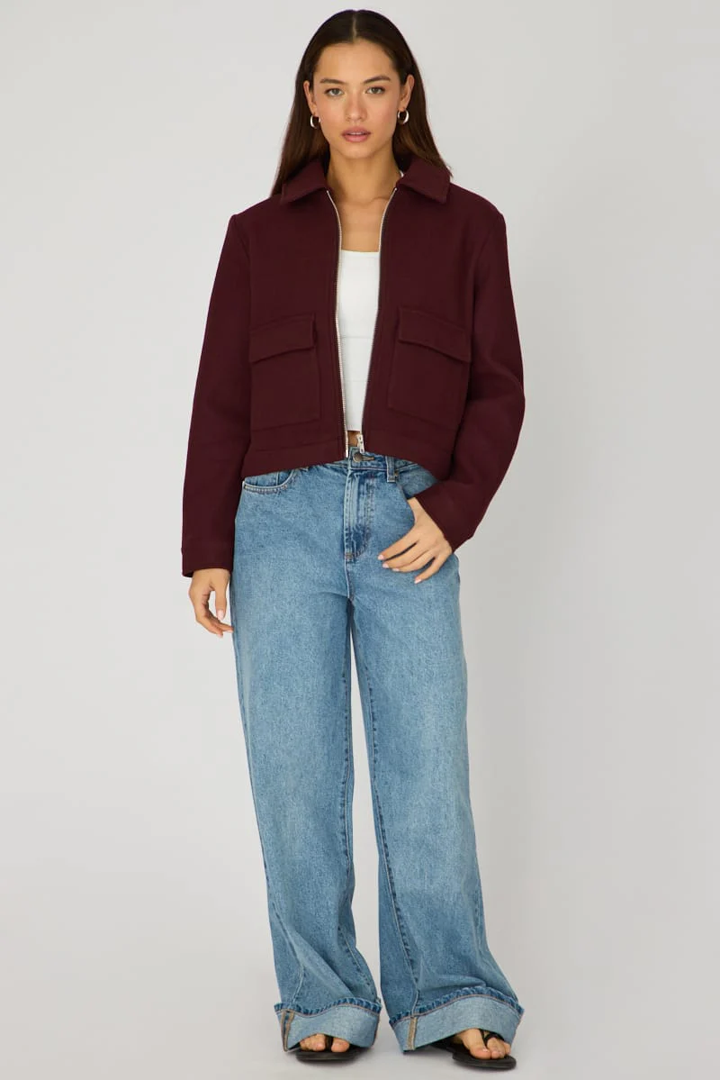 Red Zip Front Jacket - Image 3
