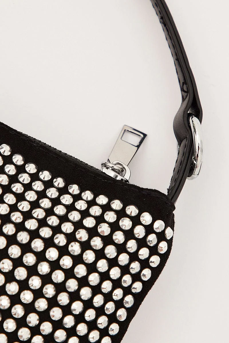 Silver Rhinestone Decor Shoulder Bag - Image 2