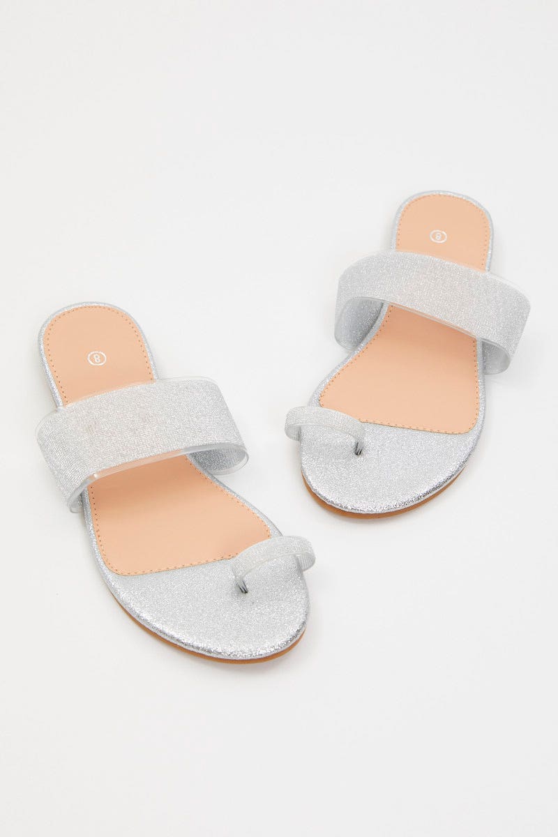 Silver Silver Flat Slides - Image 2