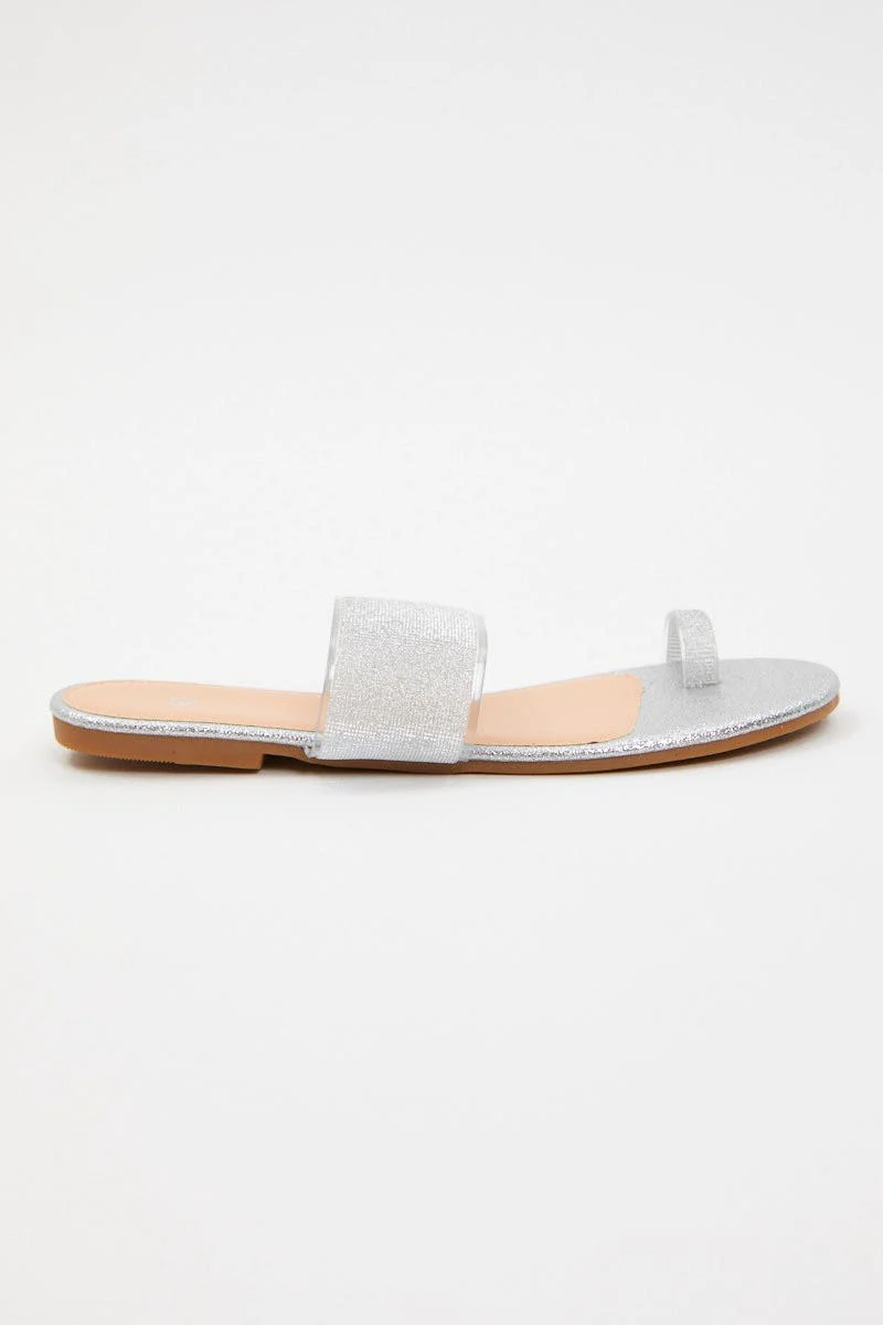 Silver Silver Flat Slides - Image 4