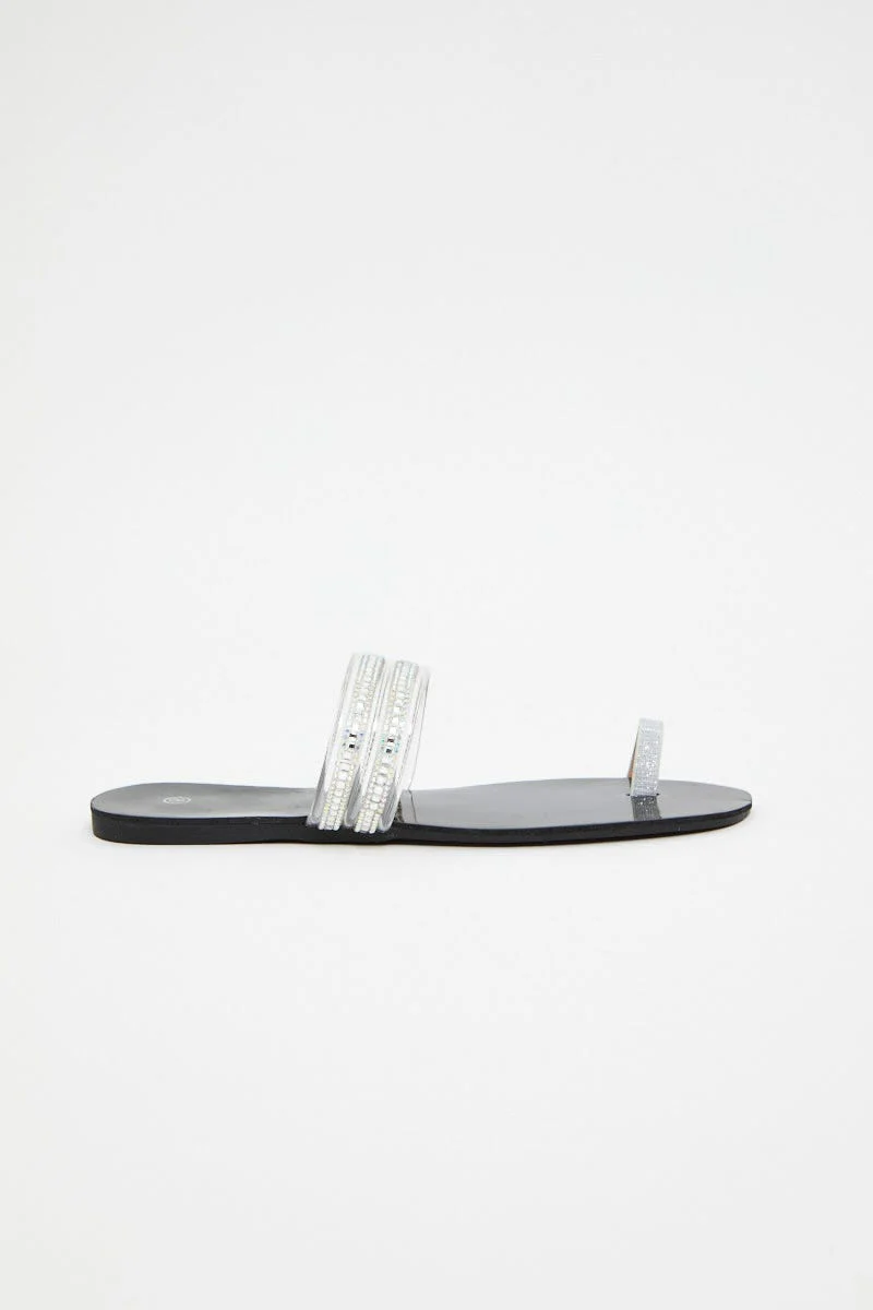 Silver Silver Flat Slides - Image 3