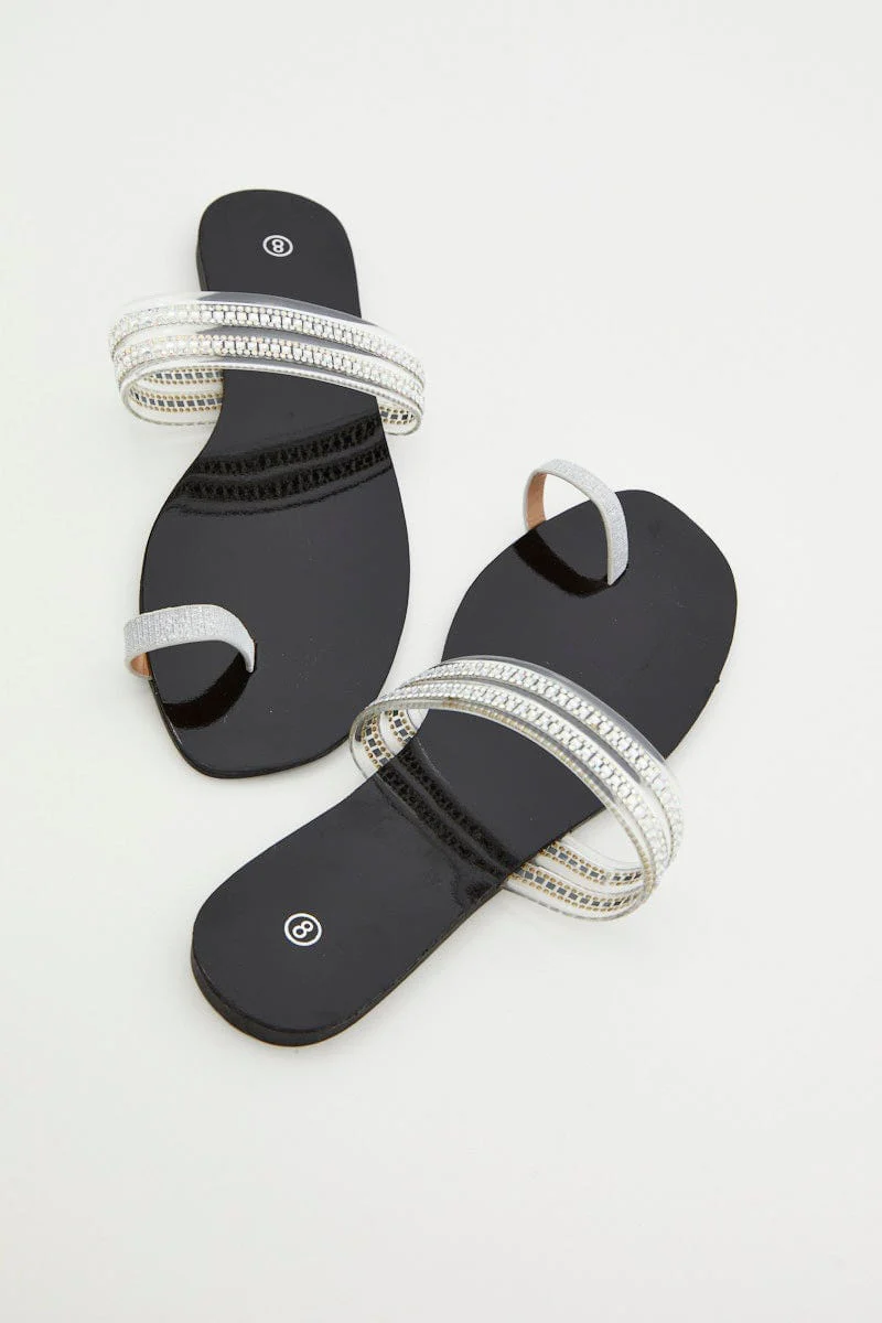 Silver Silver Flat Slides - Image 4