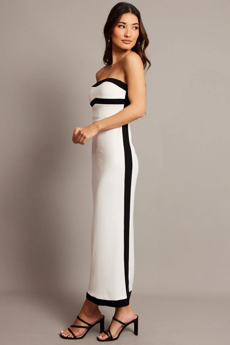 White Bodycon Dress Colorblock - Image 4