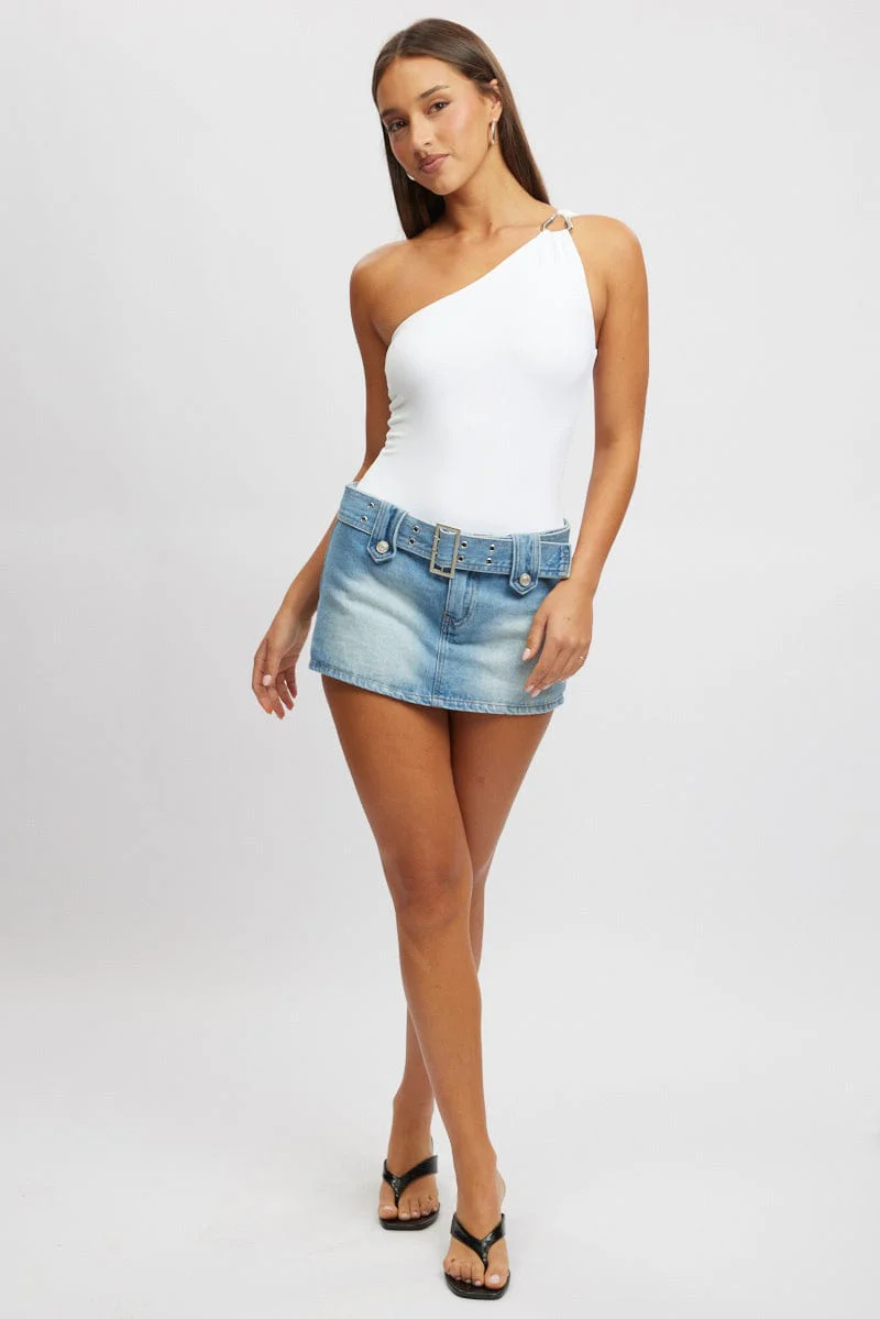 White Bodysuit One Shoulder Supersoft - Image 3