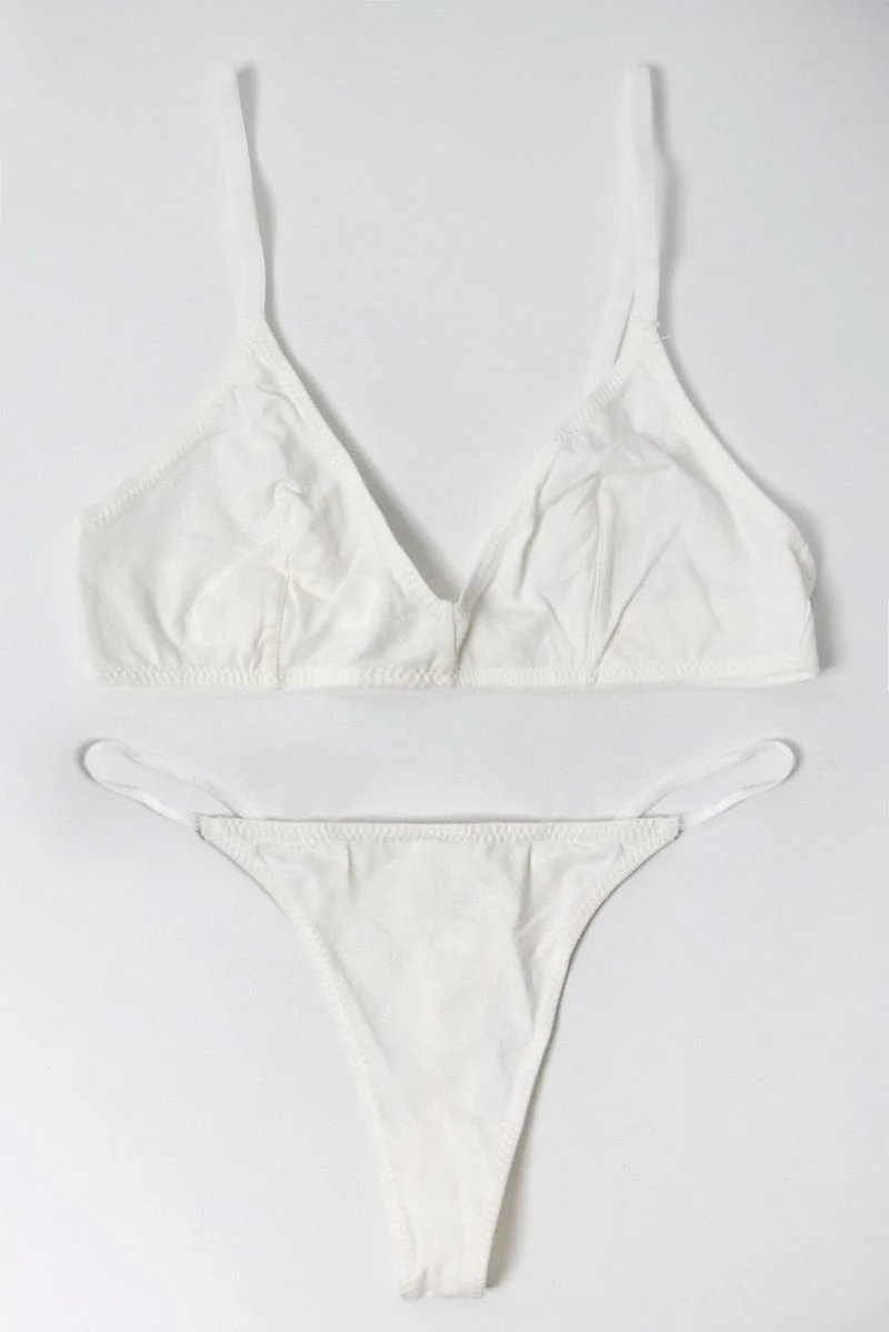 White Bralet and Thong Lingerie Set