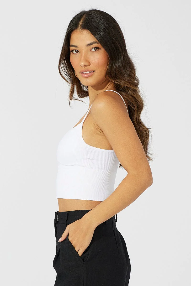 White Bralette Round Neck Seamless - Image 4