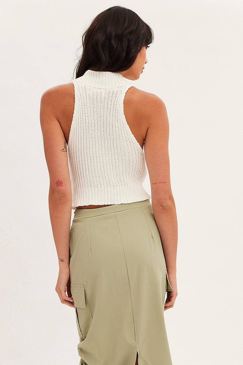 White Cabled Knit Sleeveless - Image 5