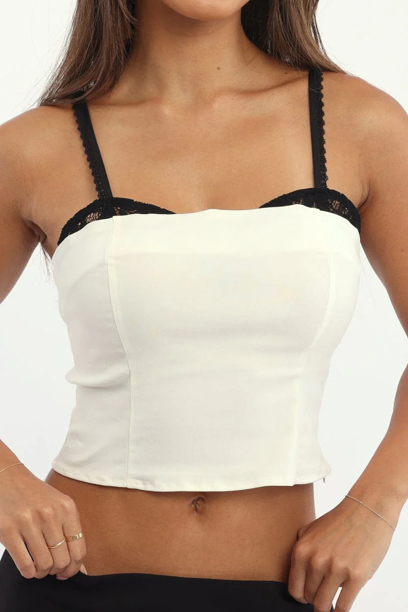 White Cami Bandeau Sleeveless Sweetheart Neckline - Image 5