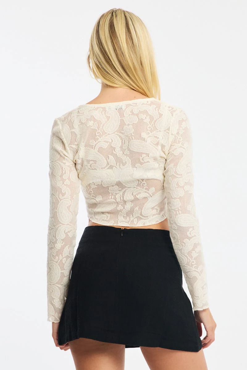 White Cardigan Long Sleeve Lace - Image 4