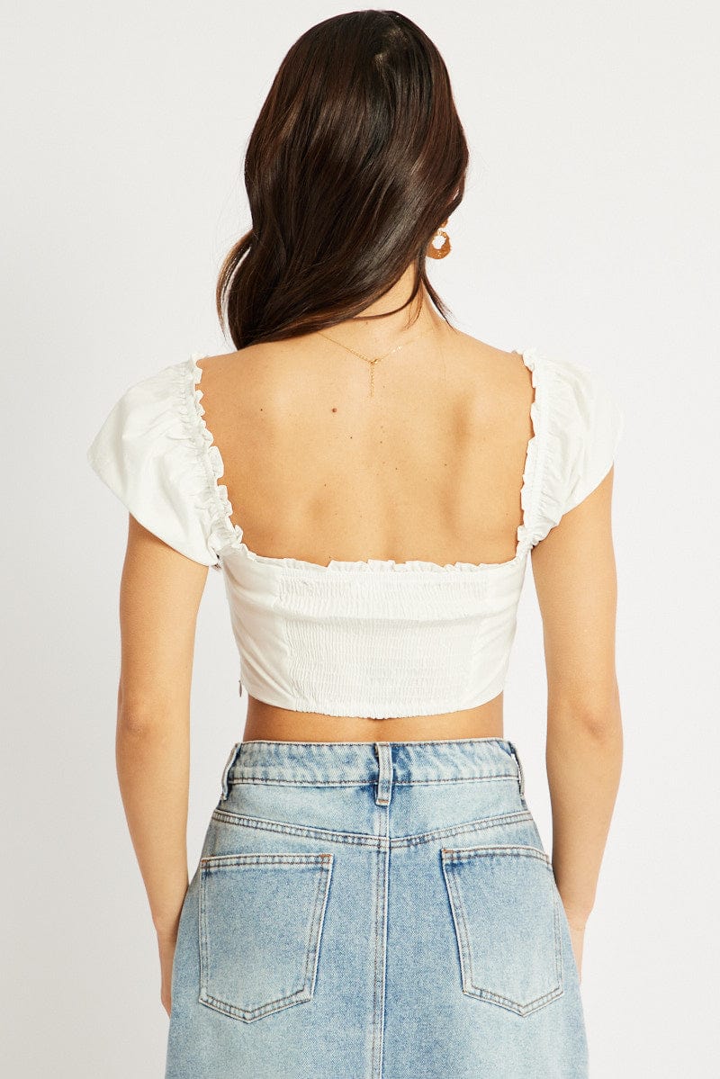White Corset Top Short Sleeve - Image 5